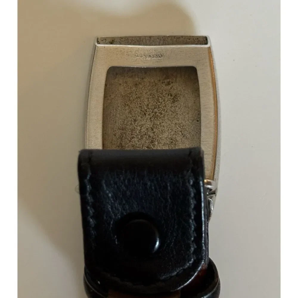 Trafalgar Sterling Silver Glove Leather Belt Size 34 in Black